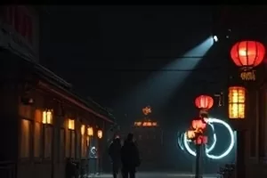 铁轨与风筝作品画面，废弃铁轨旁升起的风筝与牵线的少年